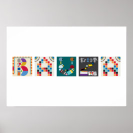 Naambordspel Alfabetposter met 5 letters Poster