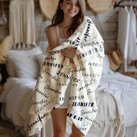 Naamcollage op maat fleece deken
