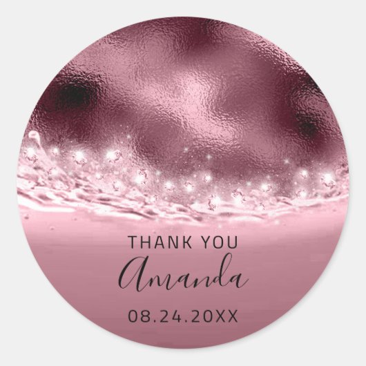 NaamDatum Vonk Vrijgezellenfeest Roos Ronde Sticker (Voorkant)