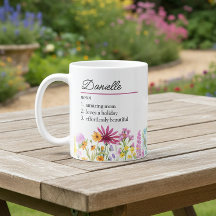 Naamdefinitie met vrouwelijke wilde bloemenrand