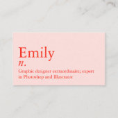 Naamdefinitie | Moderne aangepaste QR-code Roze Ro Visitekaartje (Voorkant)