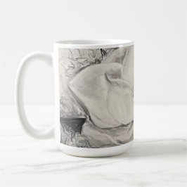 Naamgenoot magnolia, bloemen, stof, katoen en hand koffiemok