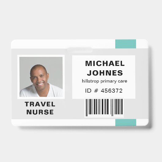 naamkaart met barcode en foto voor personeel badge (Voorzijde)
