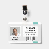 naamkaart met barcode en foto voor personeel badge (Voorzijde met clip)