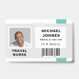 naamkaart met barcode en foto voor personeel badge