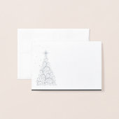 NaamKaart SLVR met gevuilde KerstmisBoom en sterre Folie Kaarten (Voorkant met envelop)