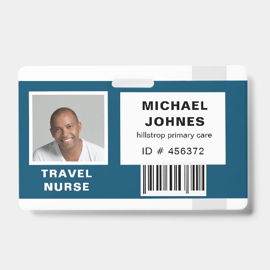 naamkaartje met barcode voor werknemers badge (Voorzijde)