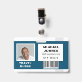 naamkaartje met barcode voor werknemers badge (Voorzijde met clip)