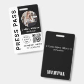 naamkaartjes wit QR-code media pers ID-badge Badge (Voor- en achterkant)