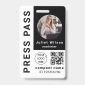 naamkaartjes wit QR-code media pers ID-badge Badge (Voorzijde)
