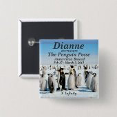naamknop Penguin Posse 2013 feb. Vierkante Button 5,1 Cm (Voorkant /achterkant)