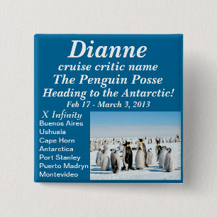 naamknop Penguin Posse 2013 feb. Vierkante Button 5,1 Cm
