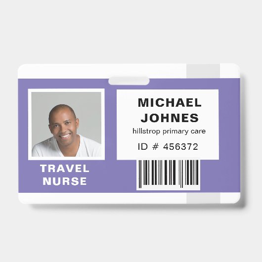 naamlabel met barcode en foto voor personeel badge (Voorzijde)