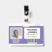 naamlabel met barcode en foto voor personeel badge (Voorzijde met clip)