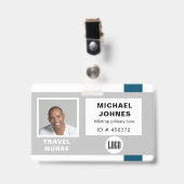 naamlabel met logo en foto van werknemer badge (Voorzijde met clip)