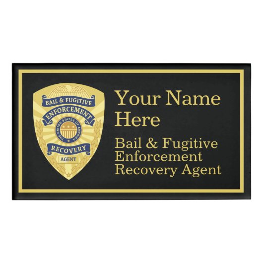 NAAMLABEL VOOR BAIL & FUGITIVE RECOVERY AGENT NAAMBADGE (Voorkant)