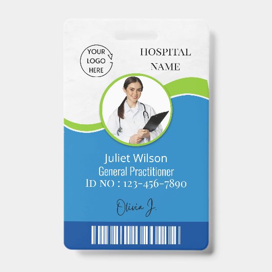 naamlabels blauw Dokter medische ID badges (Voorzijde)