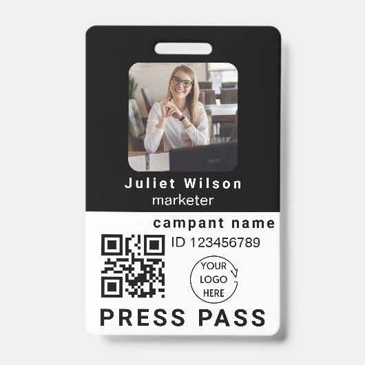 naamlabels leuk qr-code media pers id-badge badge (Voorzijde)