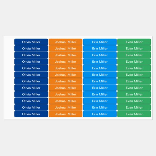 Naamlabels voor schoolkamp kinderopvang labels (Vel)