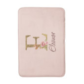Naamletter E Goud Folie Roze Rozen Badmat (Voorkant Verticaal)