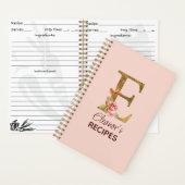 Naamletter E Goud Roze Rozen Recept Notitieboek (Binnen)