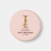 Naamletter I Goud Roze Rozen Magneet (Voorkant)