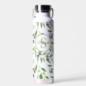 Naammonogram Frans landelijk olijfpatroon Waterfles (Voorkant)