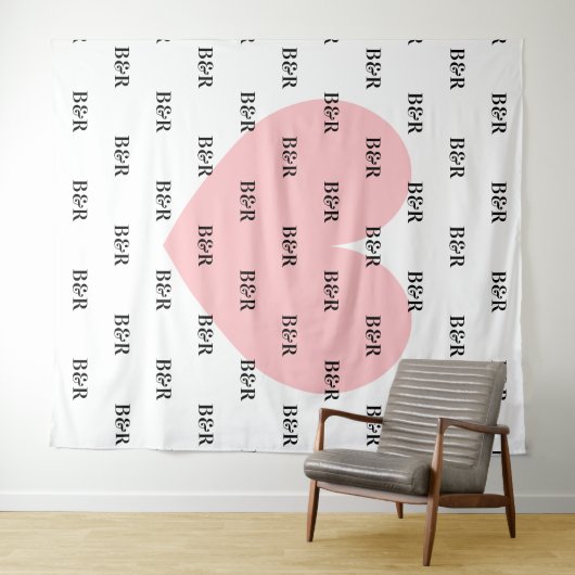 Naammonogram logo bruiloft feest foto achtergrond wandkleed (In Situ (horizontaal))