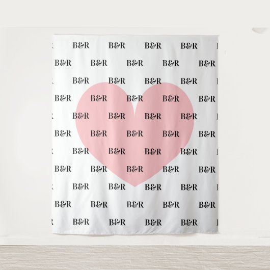 Naammonogram logo bruiloft feest foto achtergrond wandkleed (Voorkant)