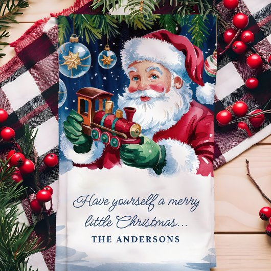 Naamoverlay voor Kersttrein van Kerstman Theedoek