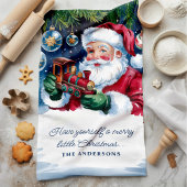 Naamoverlay voor Kersttrein van Kerstman Theedoek