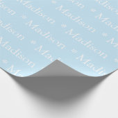naampatroon lichtblauw wit cadeau cadeaupapier (Hoek)
