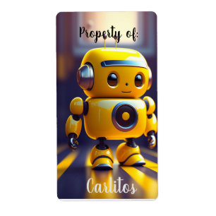 Naamplaat / Bookplate Stickers met Robot Motif