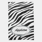 Naamplaat Design Black & White Zebra Print Towel Theedoek (Verticaal)