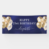Naamschrift van Birthday marvy blue gouballonnen Spandoek (Horizontaal)