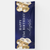 Naamschrift van Birthday marvy blue gouballonnen Spandoek (Verticaal)