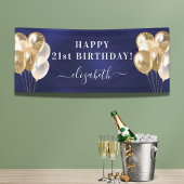 Naamschrift van Birthday marvy blue gouballonnen Spandoek