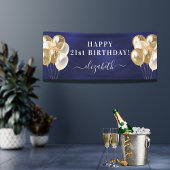 Naamschrift van Birthday marvy blue gouballonnen Spandoek