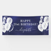 Naamschrift voor de Birthday marvy blue ballonnen Spandoek (Horizontaal)