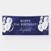 Naamschrift voor de Birthday marvy blue ballonnen Spandoek (Horizontaal)