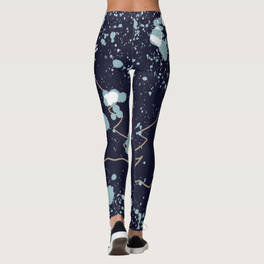 Naamscript schattig cool marine goud witte stip fe leggings (Achterkant)