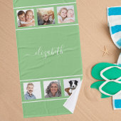 Naamscript voor groene fotocollage badhanddoek
