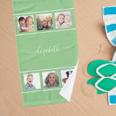 Naamscript voor groene fotocollage handdoek