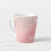 Naamscript voor roze druppels latte mok (Linkerhoek)