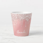 Naamscript voor roze druppels latte mok (Voorkant)