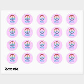Naamsticker met vredesteken ronde sticker (Vel)
