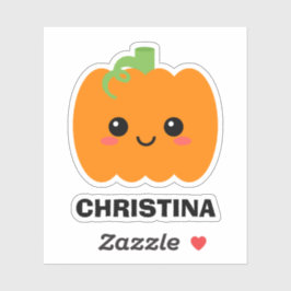 Naamsticker Schattige Pompoen, Versier Je Eigendom Sticker