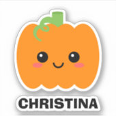 Naamsticker Schattige Pompoen, Versier Je Eigendom Sticker (Voorkant)
