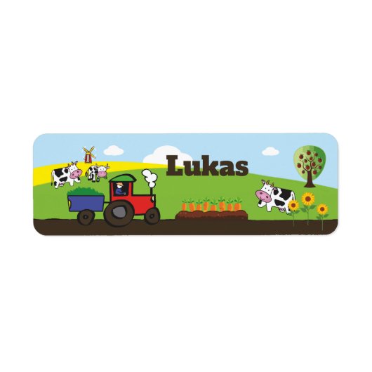 Naamsticker tractor boerderij etiket (Voorkant)