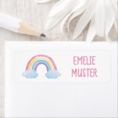Naamstickers wit - waterverf Regenboog Wolken Etiket (Insitu)
